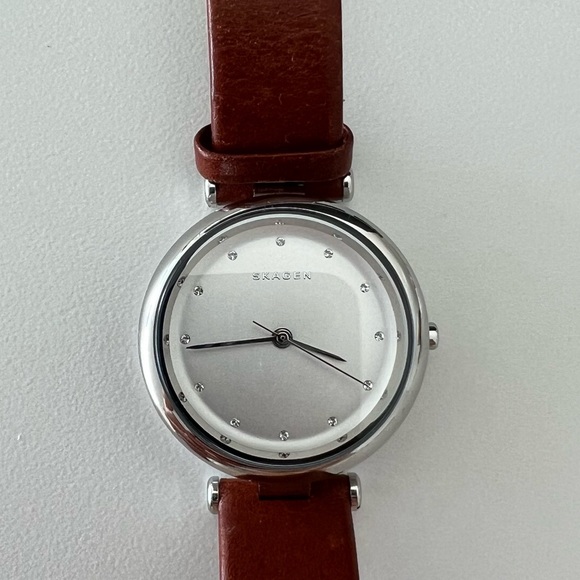 Skagen Tanja Silver Dial Ladies Leather Watch - Picture 4 of 7